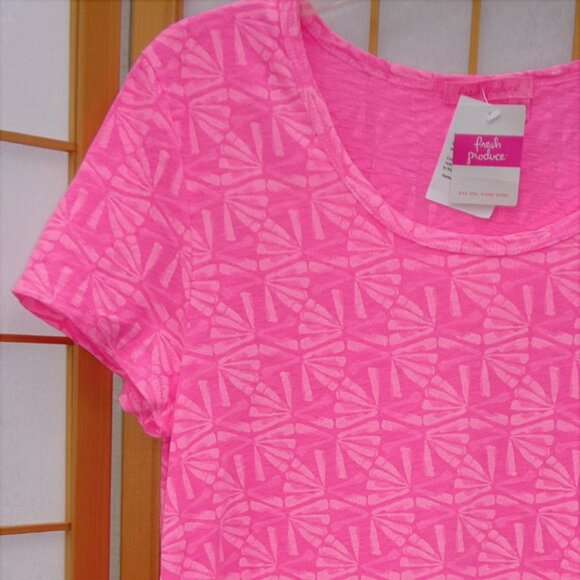 FRESH PRODUCE Flamingo pink Tidepool Geo Sasha Asymmetrical Hem $62. nwt - Picture 4 of 7